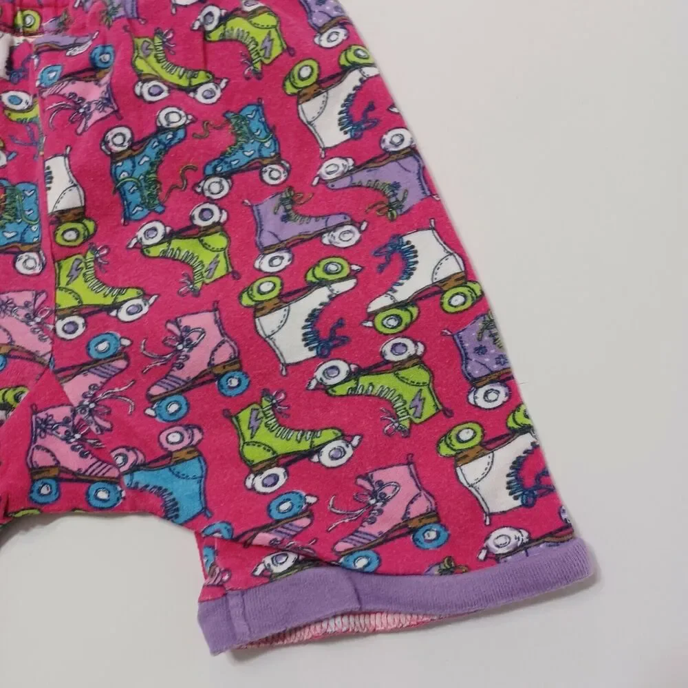 Hatley Girls 6 Sleep Shorts Pink Colorful Roller Skates‎ Elastic Pull On Waist